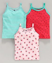 Doreme Singlet Printed & Striped Slips Pack of 3 - Pink Red Blue Doreme Singlet Printed & Striped Slips Pack of 3 - Pink Red Blue