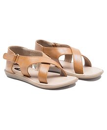 Beanz Criss Cross Flat Sandals - Brown Beanz Criss Cross Flat Sandals - Brown