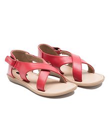 Beanz Criss Cross Flat Sandals - Red Beanz Criss Cross Flat Sandals - Red