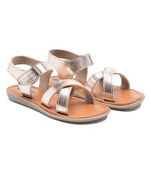 Beanz Open Toe Metallic Sandals - Brown & Rose Gold Beanz Open Toe Metallic Sandals - Brown & Rose Gold
