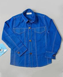Murphy Mouse Solid Front Pocket Full Sleeves Shirt - Blue Murphy Mouse Solid Front Pocket Full Sleeves Shirt - Blue