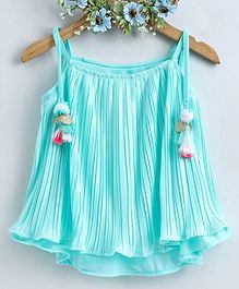 Little Kangaroos Sleeveless Frill Top with Tassel Detailing - Blue Little Kangaroos Sleeveless Frill Top with Tassel Detailing - Blue