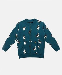 Li'L tomatoes Full Sleeves All Over Puffin Printed Jacket - Blue Li'L tomatoes Full Sleeves All Over Puffin Printed Jacket - Blue