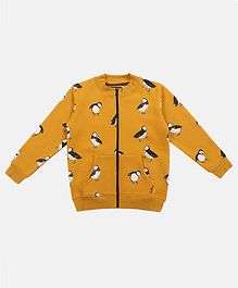 Li'L tomatoes Full Sleeves All Over Puffin Printed Jacket - Yellow Li'L tomatoes Full Sleeves All Over Puffin Printed Jacket - Yellow