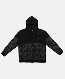Li'L tomatoes Camouflage Print Full Sleeves Hooded Jacket - Black Li'L tomatoes Camouflage Print Full Sleeves Hooded Jacket - Black