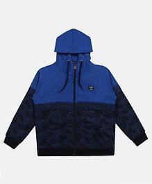 Li'L tomatoes Camouflage Print Full Sleeves Hooded Jacket - Navy Blue Li'L tomatoes Camouflage Print Full Sleeves Hooded Jacket - Navy Blue