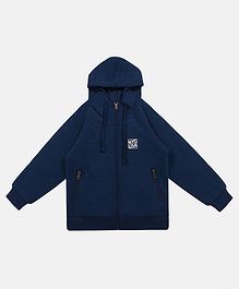 Li'L tomatoes Solid Full Sleeves Hooded Jacket - Navy Blue Li'L tomatoes Solid Full Sleeves Hooded Jacket - Navy Blue
