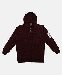 Li'L tomatoes Patch Detailed Full Sleeves Hooded Jacket - Maroon Li'L tomatoes Patch Detailed Full Sleeves Hooded Jacket - Maroon