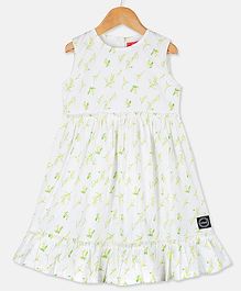 Olele Floral Printed Sleeveless Dress - White Olele Floral Printed Sleeveless Dress - White