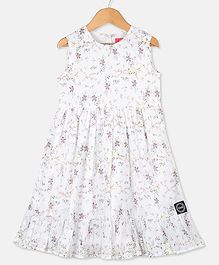 Olele Flower Printed Sleeveless Dress - White Olele Flower Printed Sleeveless Dress - White