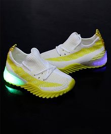 FEETWELL SHOES Solid Led Lace Closure Shoes - White & Yellow FEETWELL SHOES Solid Led Lace Closure Shoes - White & Yellow