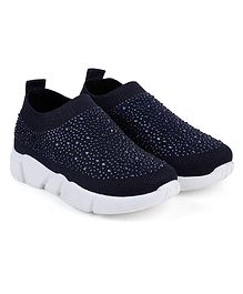 dr.jr Rhinestone Embellished Shoes - Navy Blue dr.jr Rhinestone Embellished Shoes - Navy Blue