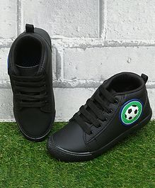 D'chica Bro Football Patch Detailed Ankle Length Shoes - Black D'chica Bro Football Patch Detailed Ankle Length Shoes - Black