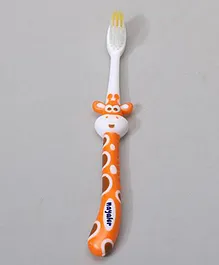 Tooth Brush with Ultra Soft Bristles Giraffe Design - Orange