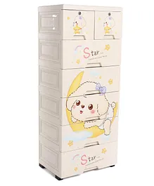 7 Compartment Storage Cabinet Dog Print - White