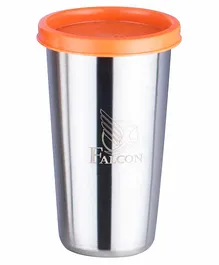 Falcon Steel Glass With Orange Lid - 370 ml