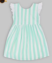 oui oui Sleeveless Striped Styled Back Dress - Green oui oui Sleeveless Striped Styled Back Dress - Green