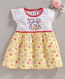 U R Cute Bunny Printed Short Sleeves Dress - Red U R Cute Bunny Printed Short Sleeves Dress - Red