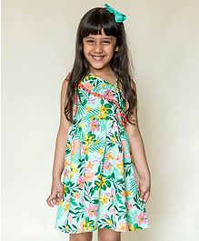 Campana Sleeveless Tropical Print Dress - Green Campana Sleeveless Tropical Print Dress - Green