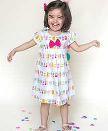 Campana All Over Ice Cream Print Short Sleeves Dress - White & Pink Campana All Over Ice Cream Print Short Sleeves Dress - White & Pink