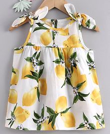 Yiyi Garden Sleeveless Frock Lemon Print - White Yellow Yiyi Garden Sleeveless Frock Lemon Print - White Yellow