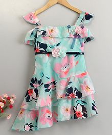Vitamins Sleeveless Party Wear Frock Floral Print - Blue Vitamins Sleeveless Party Wear Frock Floral Print - Blue