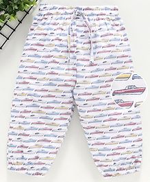 Yiyi Garden Full Length Lounge Pant Car Print - White Yiyi Garden Full Length Lounge Pant Car Print - White