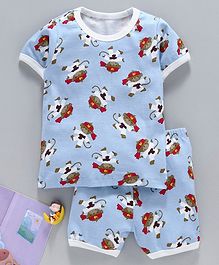 Yiyi Garden Half Sleeves Night Suit Monkey Print - Blue Yiyi Garden Half Sleeves Night Suit Monkey Print - Blue