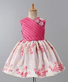 Maalka Flower Embroidered Sleeveless Shimmer Dress - Pink Maalka Flower Embroidered Sleeveless Shimmer Dress - Pink