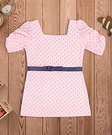 oui oui Polka Dot Printed Puffed Half Sleeves Dress - Pink oui oui Polka Dot Printed Puffed Half Sleeves Dress - Pink