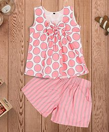 oui oui Big Dots Printed Sleeveless Top With Striped Shorts - Pink oui oui Big Dots Printed Sleeveless Top With Striped Shorts - Pink