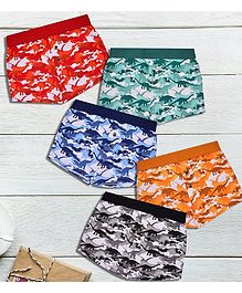 Charm n Cherish Camouflage & Dino Printed Pack Of 5 Cotton Boxers - Multicolor Charm n Cherish Camouflage & Dino Printed Pack Of 5 Cotton Boxers - Multicolor