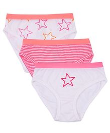 Charm n Cherish Star Print & Striped Outer Elastic Pack Of 3 Panties - Pink White Charm n Cherish Star Print & Striped Outer Elastic Pack Of 3 Panties - Pink White