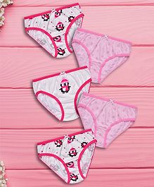 Charm n Cherish Penguin & Star Print Pack Of 5 Panties - White Pink Charm n Cherish Penguin & Star Print Pack Of 5 Panties - White Pink