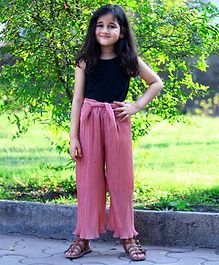 Piccolo Solid Sleeveless Top & Pleated Pants - Peach & Black Piccolo Solid Sleeveless Top & Pleated Pants - Peach & Black