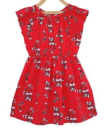 Campana Cap Sleeves Cherry Blossom Print Dress - Red Campana Cap Sleeves Cherry Blossom Print Dress - Red