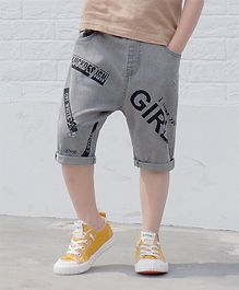 Pre Order - Awabox Girl Letter Print Shorts - Light Grey Pre Order - Awabox Girl Letter Print Shorts - Light Grey