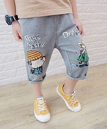 Awabox Printed Three Fourth Length Jeans - Light Grey Awabox Printed Three Fourth Length Jeans - Light Grey