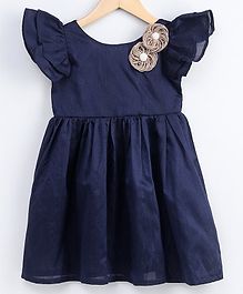 My Pink Closet Flower Decorated Short Sleeves Dress - Blue My Pink Closet Flower Decorated Short Sleeves Dress - Blue