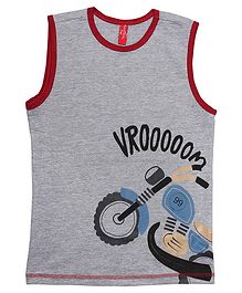 ParrotCrow Bike Trip Print Sleeveless Tee - Grey ParrotCrow Bike Trip Print Sleeveless Tee - Grey
