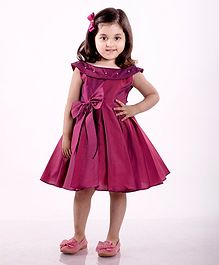 Jelly Jones Sleeveless Studded Neck Detailing Bow Knot Dress - Purple Jelly Jones Sleeveless Studded Neck Detailing Bow Knot Dress - Purple