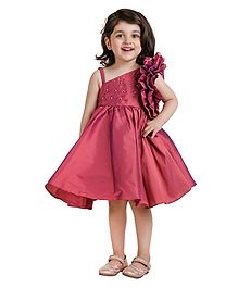 Jelly Jones Sleeveless Ruffle Detailed Studded Dress - Maroon Jelly Jones Sleeveless Ruffle Detailed Studded Dress - Maroon