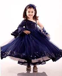 Jelly Jones Full Sleeves Sequinned Flare Gown - Navy Blue Jelly Jones Full Sleeves Sequinned Flare Gown - Navy Blue
