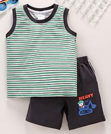 Tango Sleeveless Striped Tee with Shorts - Blue Green Tango Sleeveless Striped Tee with Shorts - Blue Green
