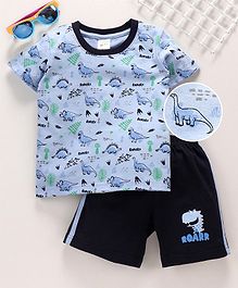 Tango Half Sleeves Tee and Shorts Dinosaur Print - Blue Tango Half Sleeves Tee and Shorts Dinosaur Print - Blue