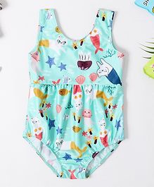 Pre Order - Awabox Underwater Print Sleeveless Swimsuit - Blue Pre Order - Awabox Underwater Print Sleeveless Swimsuit - Blue