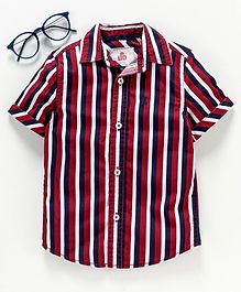 Under Fourteen Only Striped Half Sleeves Shirt - Red Under Fourteen Only Striped Half Sleeves Shirt - Red