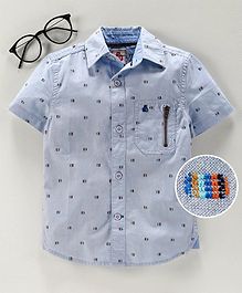 Under Fourteen Only Printed Half Sleeves Shirt - Blue Under Fourteen Only Printed Half Sleeves Shirt - Blue