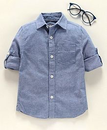 Under Fourteen Only Solid Full Sleeves Shirt - Blue Under Fourteen Only Solid Full Sleeves Shirt - Blue