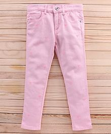 UCB Full Length Party Wear Jeans Heart Embroidered - Pink UCB Full Length Party Wear Jeans Heart Embroidered - Pink